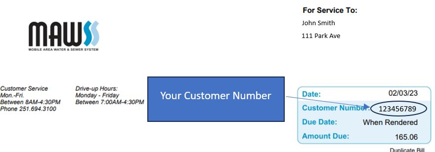You can find your account number on your bill as shown.
